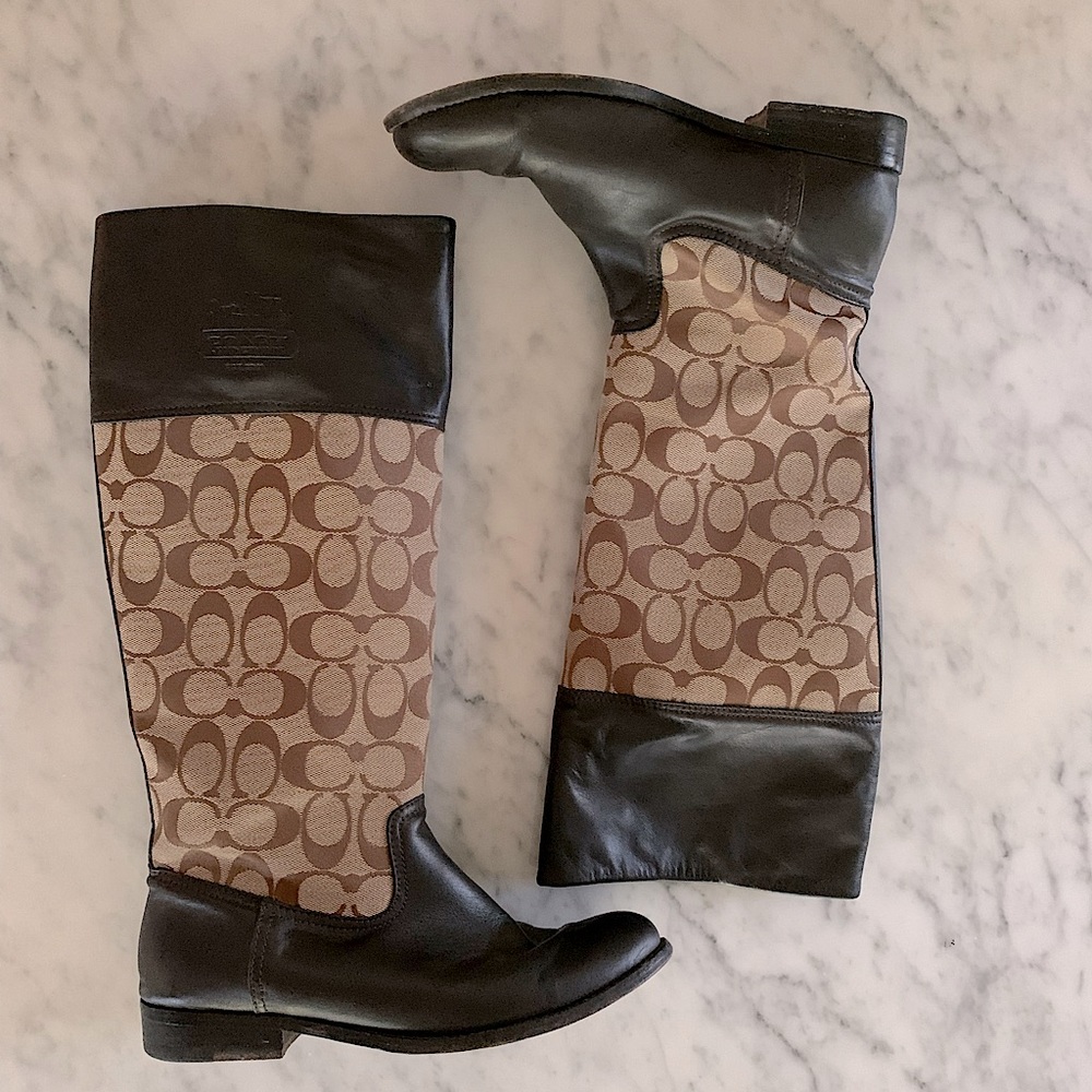 Coach Black and Brown Heeled Boots